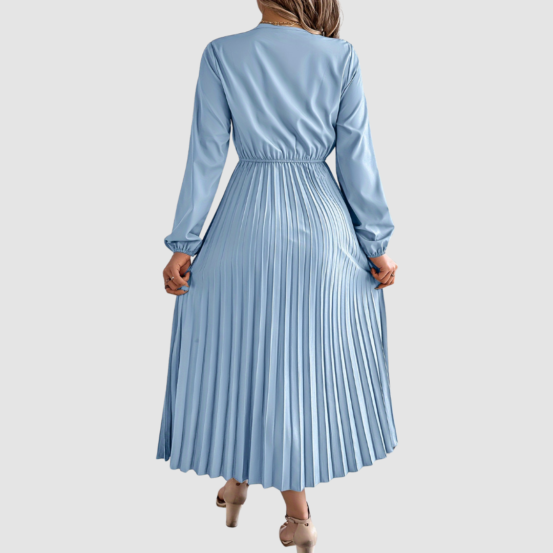 Rosalind Quinn | Lace V-Neck Pleated A-Line Dress