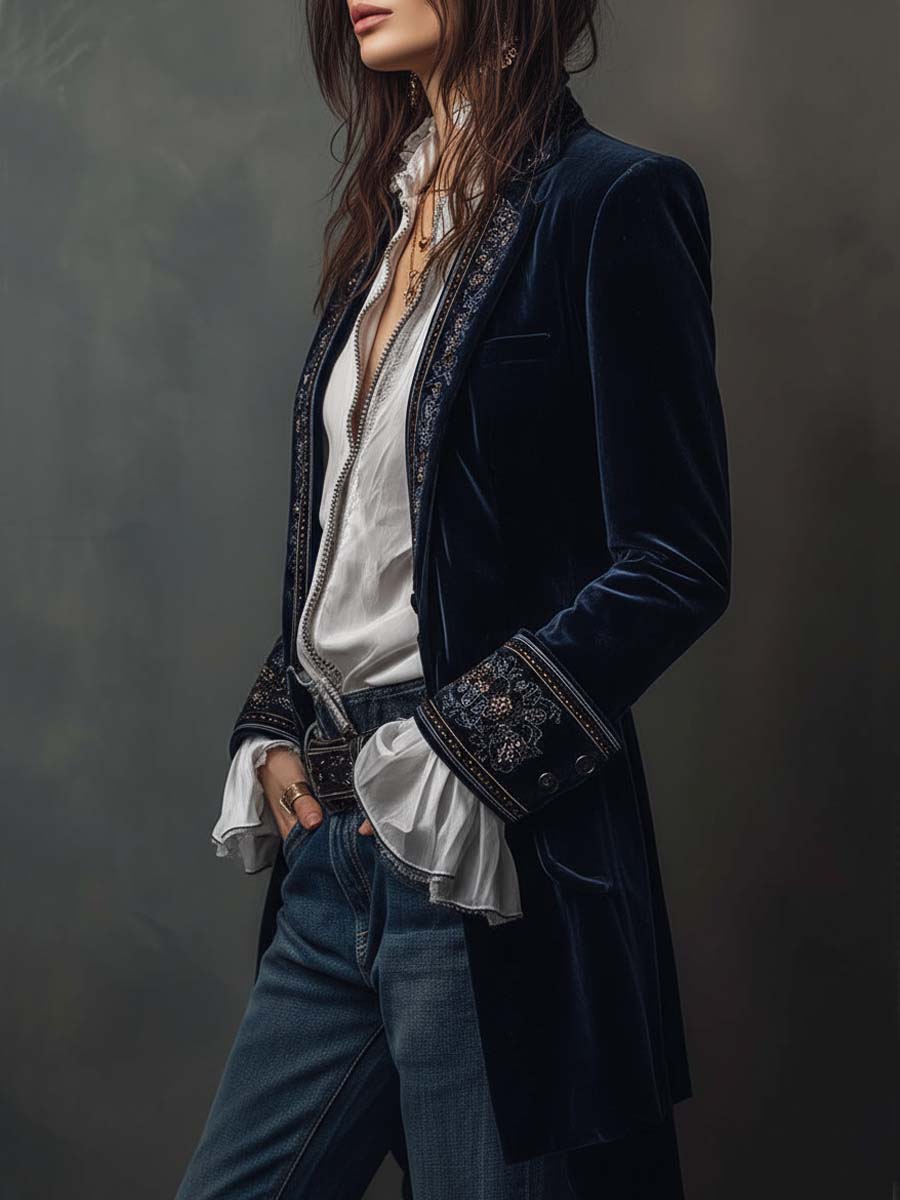 Vintage Velvet Embroidered Jacket