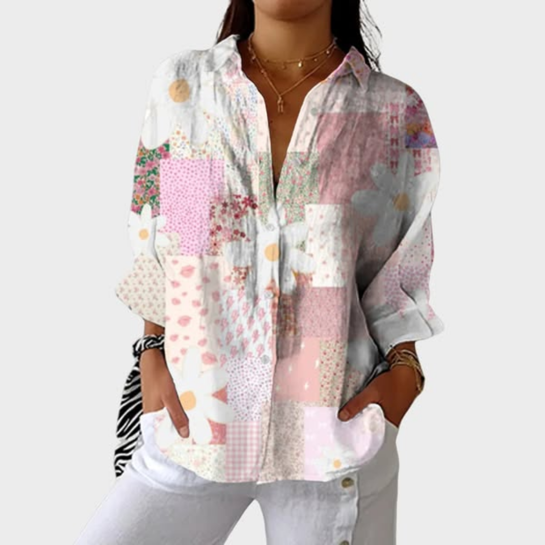 Fiora | Ocean Patchwork Blouse