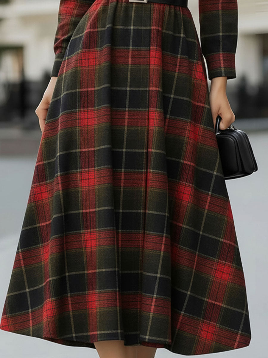 Bella | Retro Plaid Belted Dress