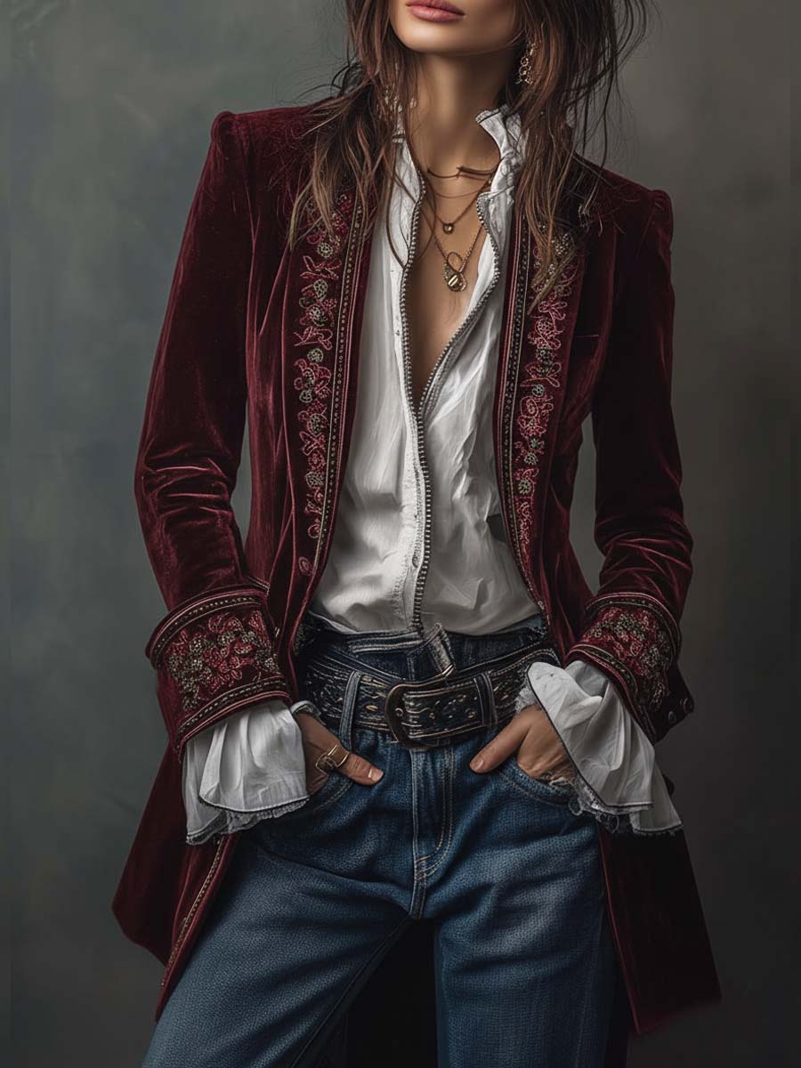 Vintage Velvet Embroidered Jacket