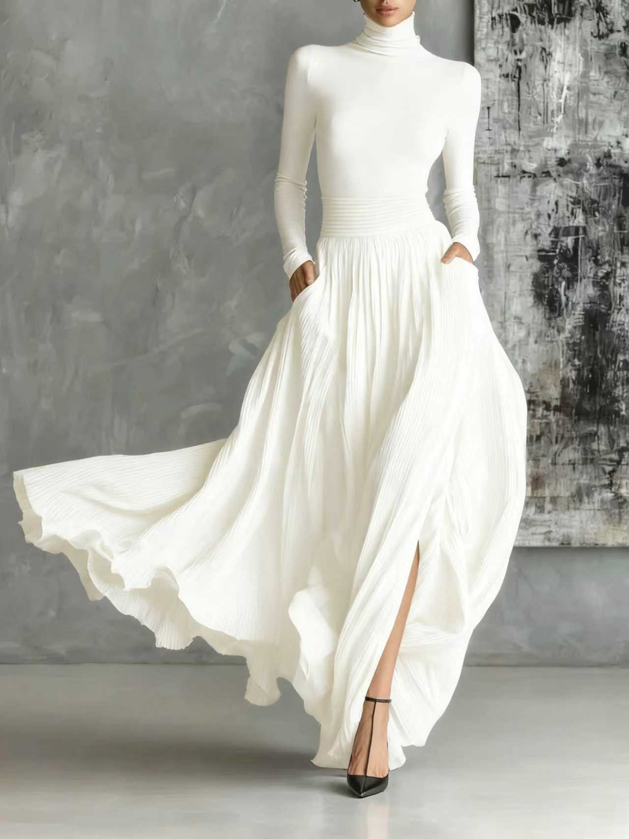 Elegant Pleated Maxi Skirt