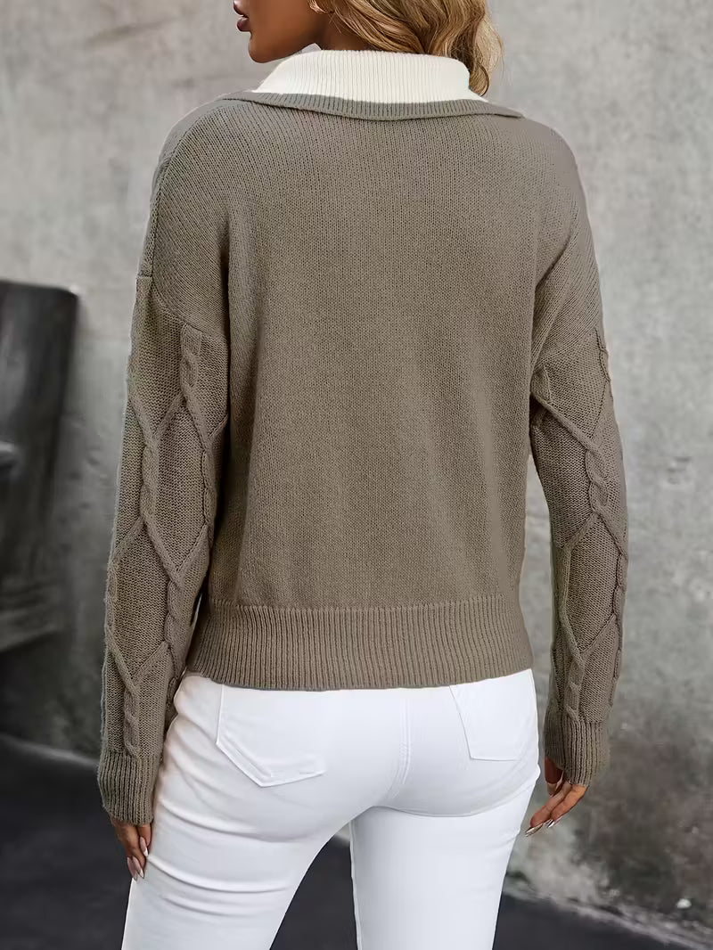 Mahalia™ | Cable Knit Collared Sweater