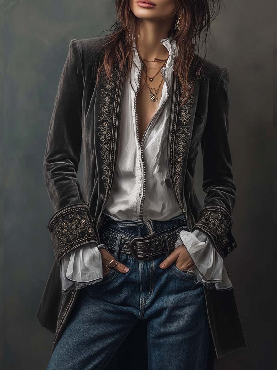 Vintage Velvet Embroidered Jacket