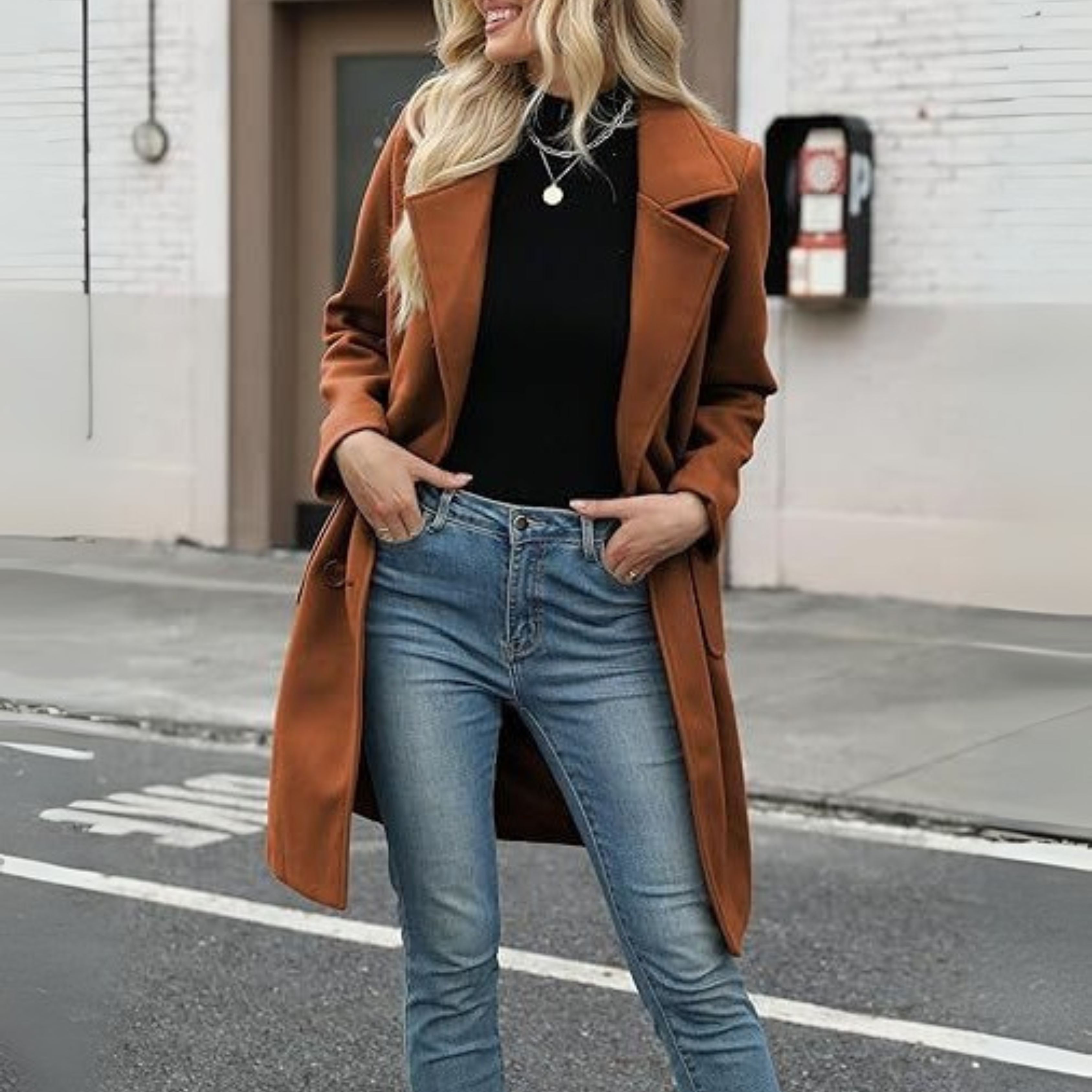 Casual Mid-Length Open Front Coat