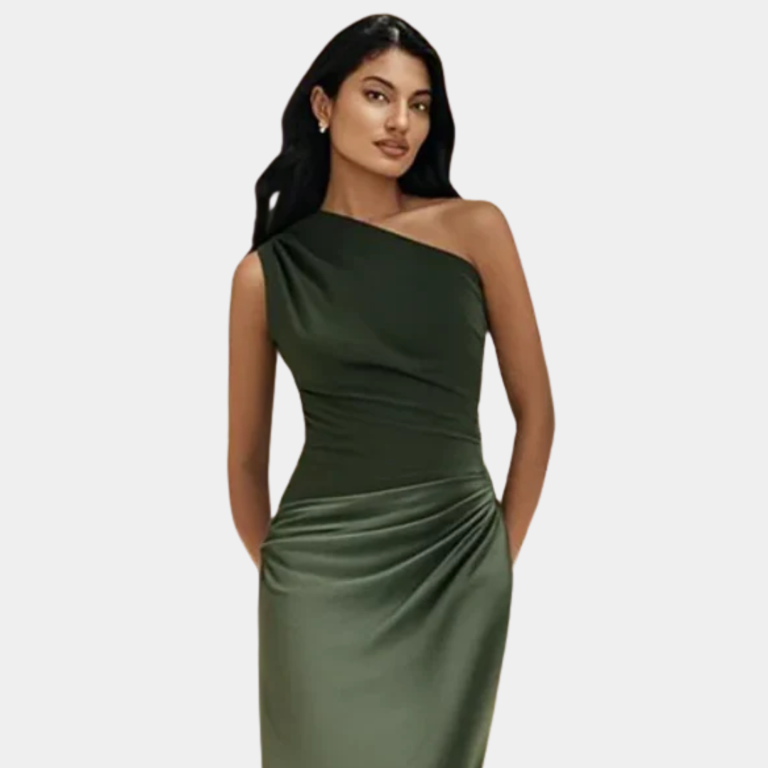 One-Shoulder Satin Maxi Dress