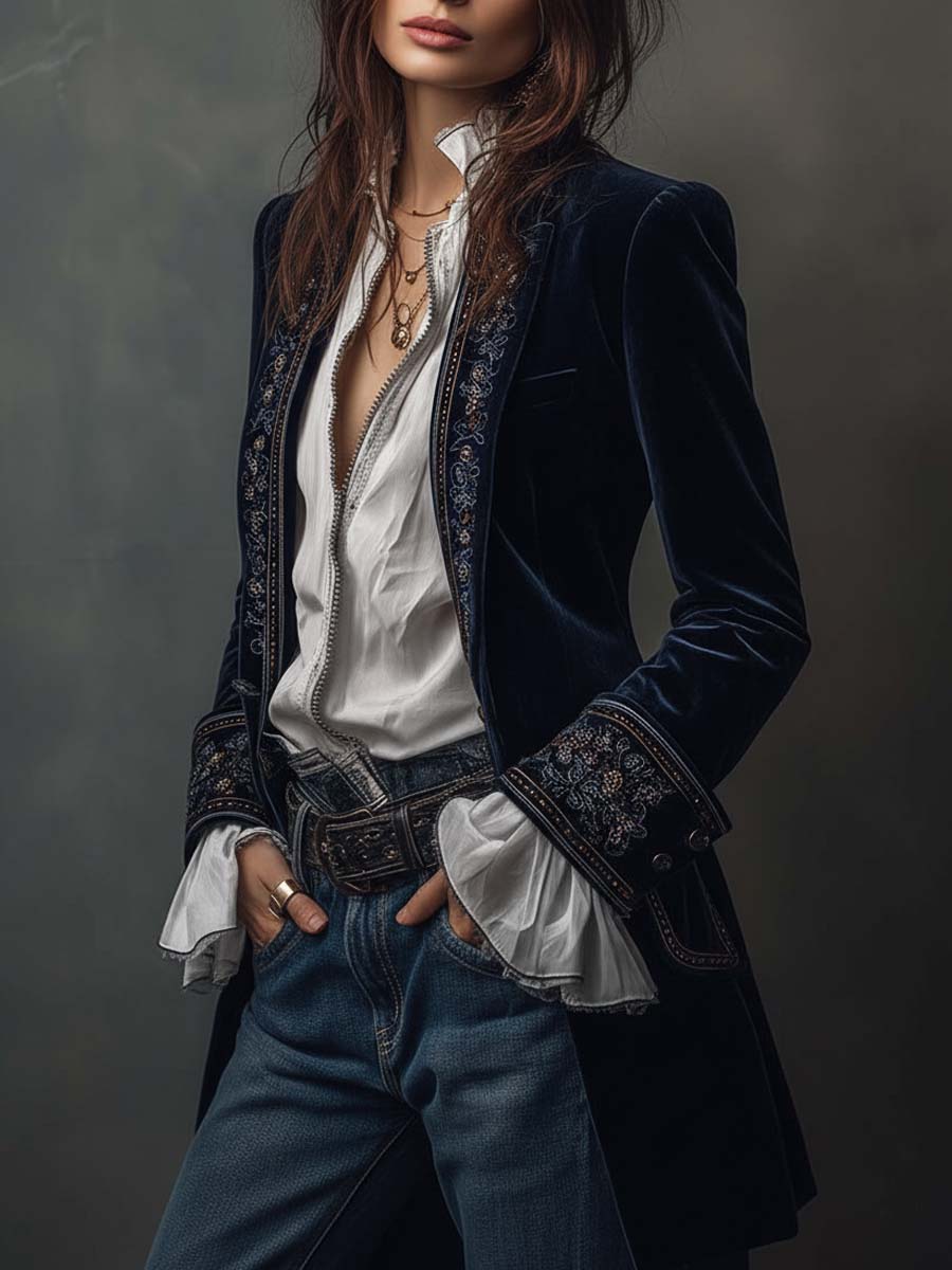 Vintage Velvet Embroidered Jacket
